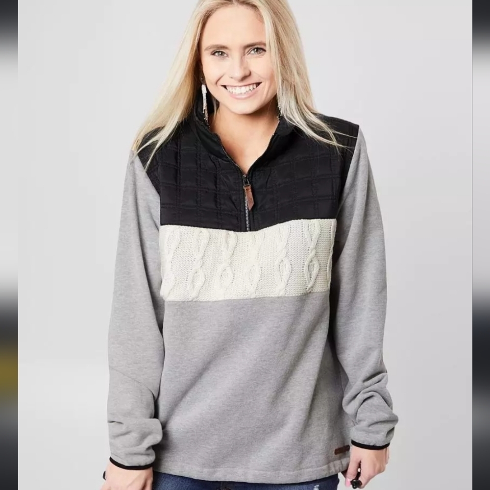 ❤️ BUCKLE (BKE) QUARTER ZIP PIECED PULLOVER JACKET, MEDIUM